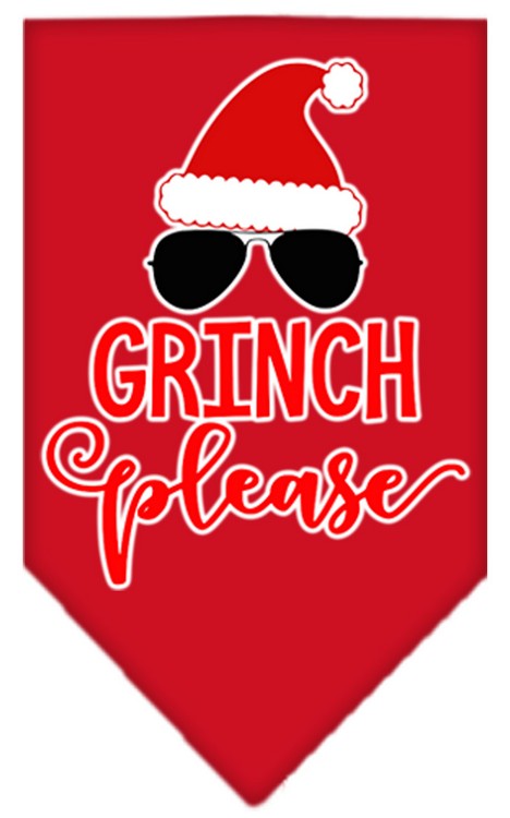 Grinch Please Screen Print Bandana Red Large